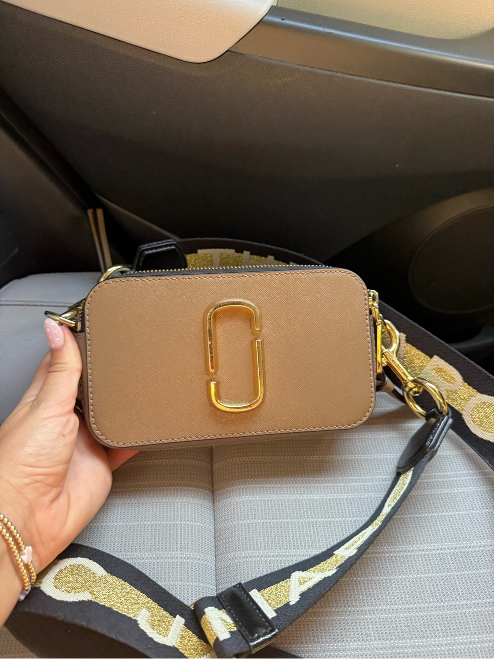 Marc Jacobs Taupe Camera Crossbody with Gold Hardware
